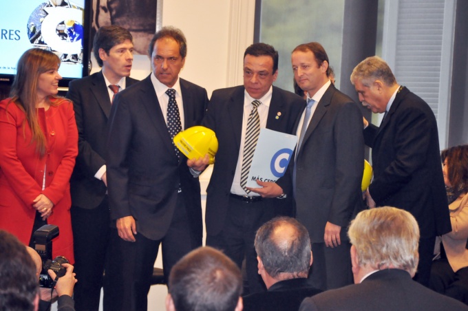 Abal Medina, Scioli, Cáffaro, Insaurralde y De Vido ayer en la Casa Rosada.