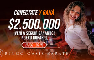 Bingo Oasis Zárate cierra el mes con sorteos millonarios, una moto y regalos para todos
