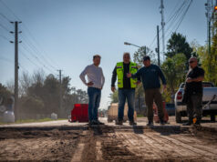 Abella supervisó el inicio del hormigonado de la segunda etapa de la reconstrucción de la Ruta 4
